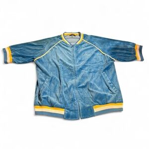 Sean John Vintage Light Blue and Yellow collar zip-up track jacket. Size Large